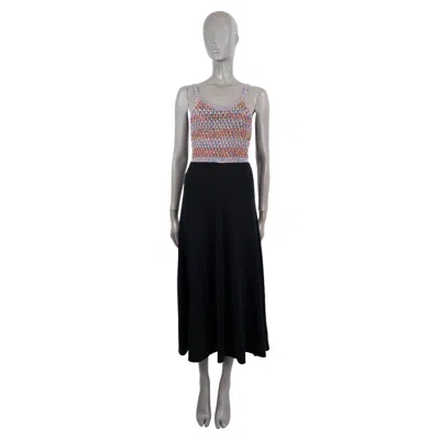 Pre-owned Chloé Chloe Multicolor & Black Wool 2022 Crochet Knit Maxi Dress 34 Xxs