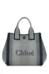 Chloé Carry Striped Canvas Tote Bag In Moonlightblue