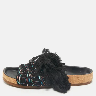Pre-owned Chloé Multicolor Crochet Wavy Flat Sandals Size 37