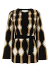 Chloé Renaissance Intarsia Cardigan With Self-tie Belt In Multicolor
