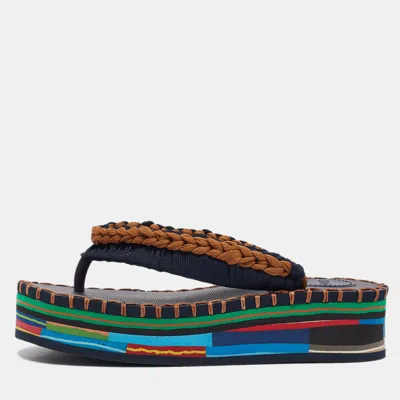 Pre-owned Chloé Multicolor Fabric And Rubber Thong Sandals Size 35
