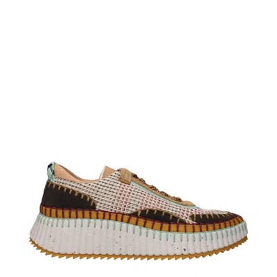 Chloé Multicolor Fabric Chunky Sneakers In Brown