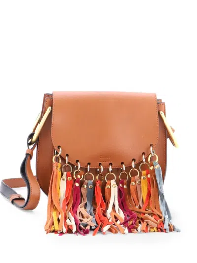 Pre-owned Chloé Multicolor Fringe Hudson Bag Leather Small Shoulder Bag In Brown