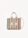 Chloé Multicolor Linen Small Woody Shopping Bag