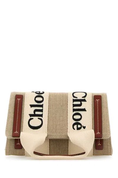 Chloé Multicolor Linen Woody Belt Bag In White - Brown 1