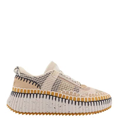 Chloé Chloe Nama Whipstitch-trim Low Top Sneaker In Beige