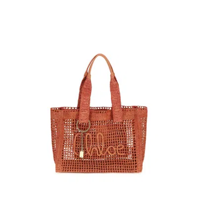 Chloé Multicolor Raffia Shoulder Women's Bag In Brown