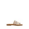 Chloé X High Summer Woody Embroidered Logo Flat Sandals In Neutral