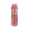 Chloé Chloe Floral Print Ruffled Silk-chiffon Maxi Dress In Multi