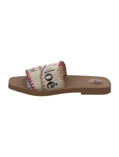 Pre-owned Chloé Multicolor Woody Printed Slides In Neutral