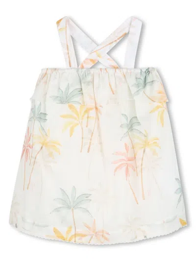 Chloé Babies' Multicolour Print Cotton Dress In White