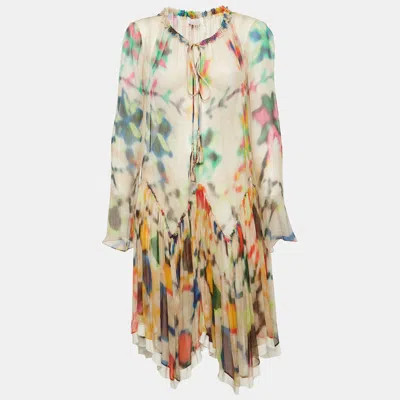 Pre-owned Chloé Multicolour Tie Dye Print Chiffon Asymmetric Midi Dress M