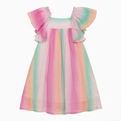 CHLOÉ MULTICOLOURED COTTON DRESS WITH RUFFLES