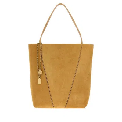 Chloé Mustard Suede Chlo Spin Shopping Bag Bleachedbrown Borse A Mano In Nude