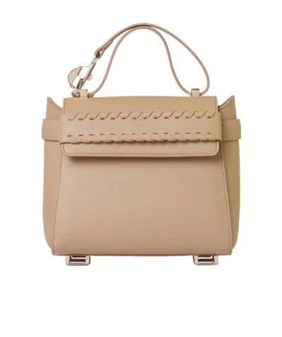 Chloé Nacha Small Shoulder Bag In Beige