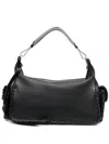 Chloé Textured Leather Nahir Shoulder Bag With Gold Metal Trim In Black
