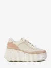 Chloé Platform Speckled Mix Leather Sneakers In Neutral