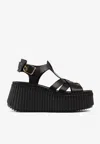 Chloé Nama Leather T-strap Platform Sandals In Black