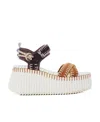 Chloé Nama Suede Platform Sandals In White