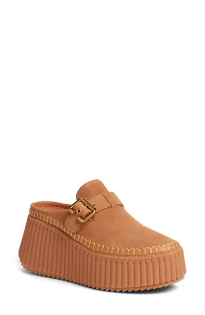 Chloé Nama Buckle Platform Mule In Brown