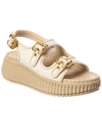 Chloé Nama Canvas Sandal In Brown