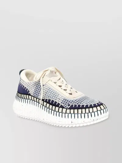 Chloé "nama" Chunky Sole Mixed Pattern Sneakers In White