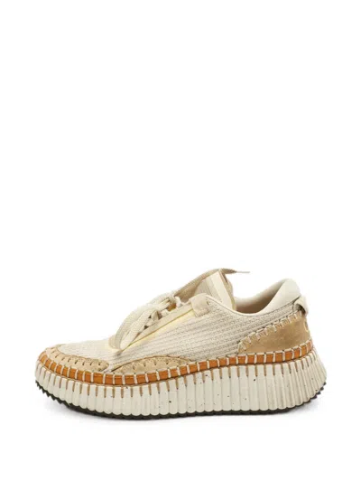 Pre-owned Chloé Nama Crochet Sneakers In Neutral