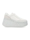 Chloé Platform Speckled Mix Leather Sneakers In White