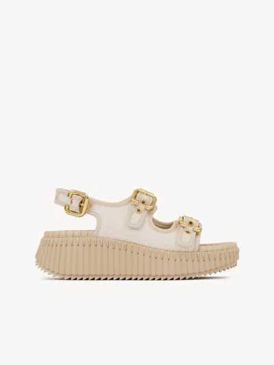 Chloé Nama Dustywhite Leather Slides In Neutral
