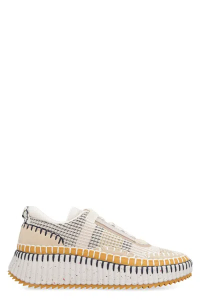 Chloé Nama Fabric Low-top Sneakers In Sand