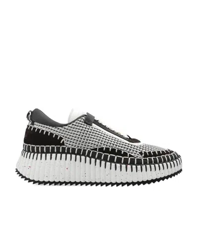 Chloé Nama Knit Lace-up Sneakers In White