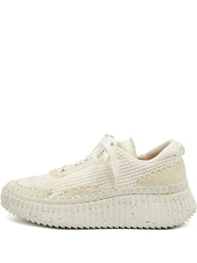 Pre-owned Chloé Nama Knitted Platform Sneakers In Neutral