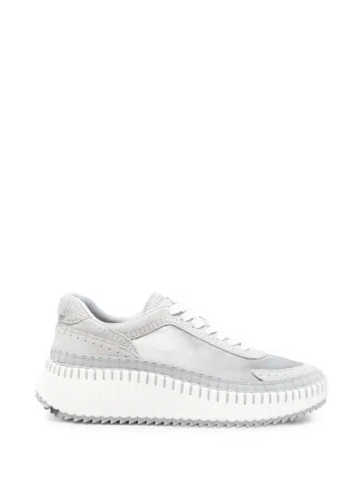 Chloé Nama Lace-up Fastening Sneakers In Gray