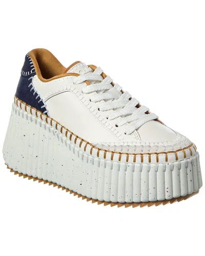 Chloé Nama Suede-trimmed Leather Platform Sneakers In White