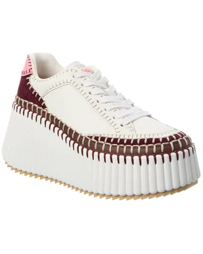 Chloé Nama Leather & Suede Wedge Sneaker In Purple