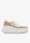 Chloé Nama Leather Low-top Platform Sneakers In Neutral