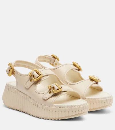 Chloé Nama Leather Platform Sandals In White