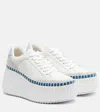 Chloé Nama Leather Platform Sneakers In Blue