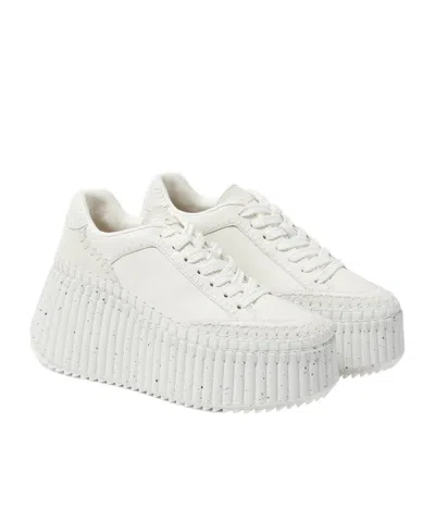 Chloé Nama Leather Platform Sneakers In White