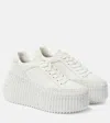 Chloé Nama Platform Speckled Mix Leather Sneakers In White