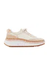 Chloé Chloe Nama Panelled Suede Sneakers In White