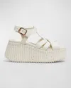 Chloé Nama Leather T-strap Platform Sandals In White