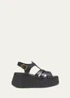 Chloé Nama Leather T-strap Platform Sandals In Black