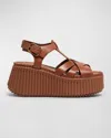 Chloé Women Leather Nama Platform Sandals In Multi