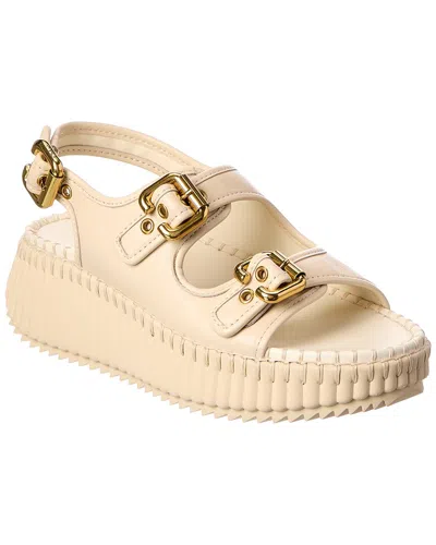 Chloé Nama Leather Wedge Sandal In Brown