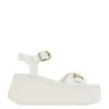 Chloé Chloe Nama Leather Wedge Sandals In White