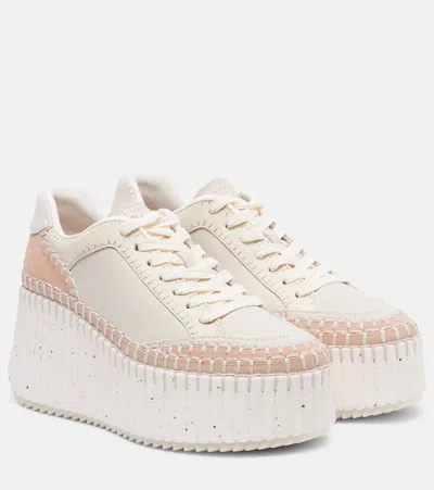 Chloé Nama Leather Wedge Sneakers