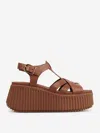 Chloé Women Leather Nama Platform Sandals In Multi