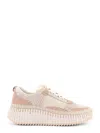 Chloé Nama Low-top Mesh Sneakers With Suede Inserts In Neutral