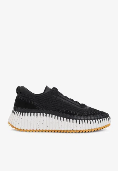 Chloé Nama Low-top Sneakers In Lower-impact Mesh In Black